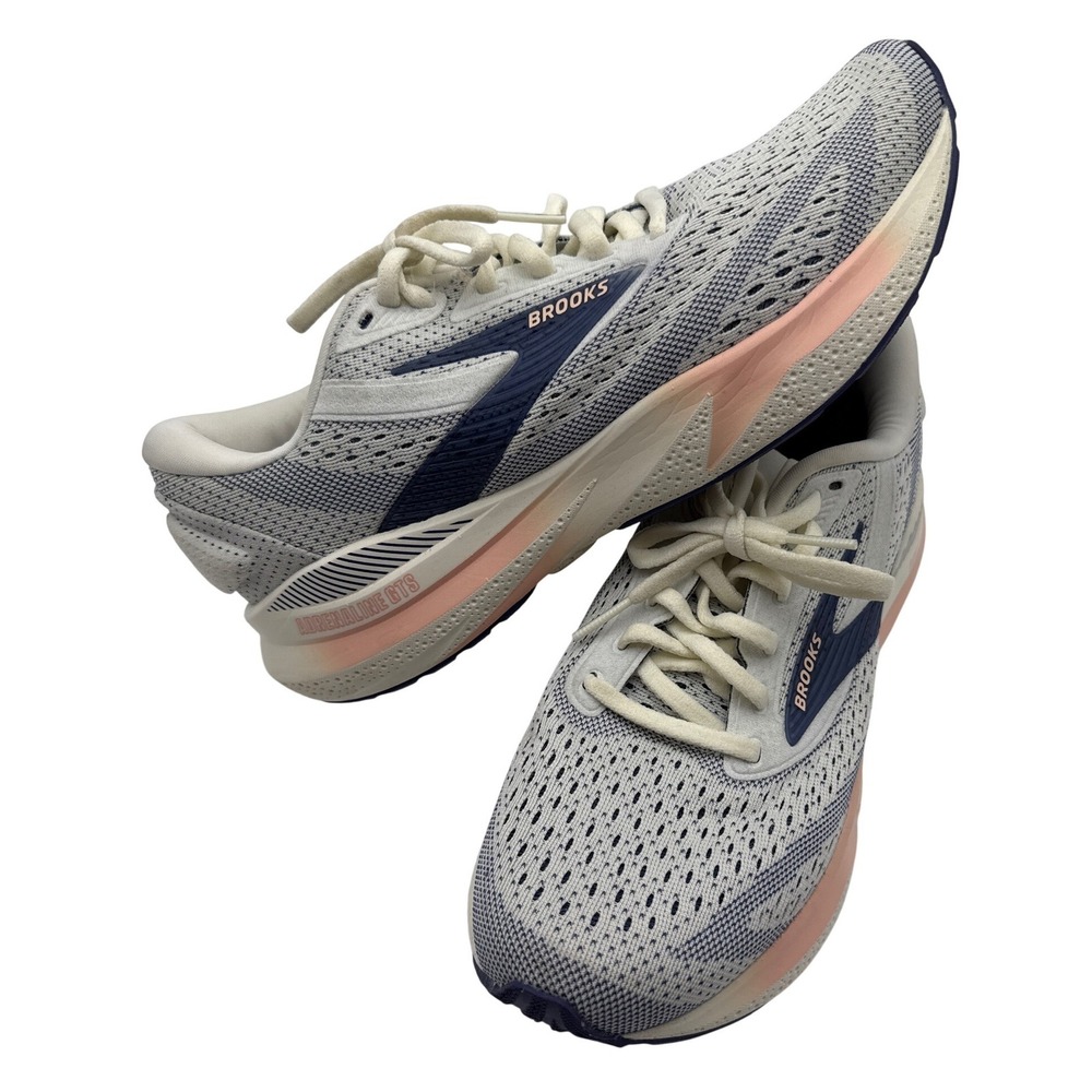 Brooks Adrenaline GTS 24 Womens 8.5 Grey White Peach Running Shoes 1204261B148